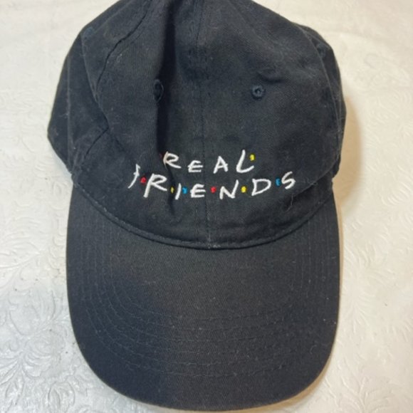 Real Friends Black Embroidered Adj Baseball Cap Hat - Picture 4 of 7